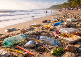 Lixo nas praias ameaça saúde dos banhistas e aumenta alertas de áreas impróprias