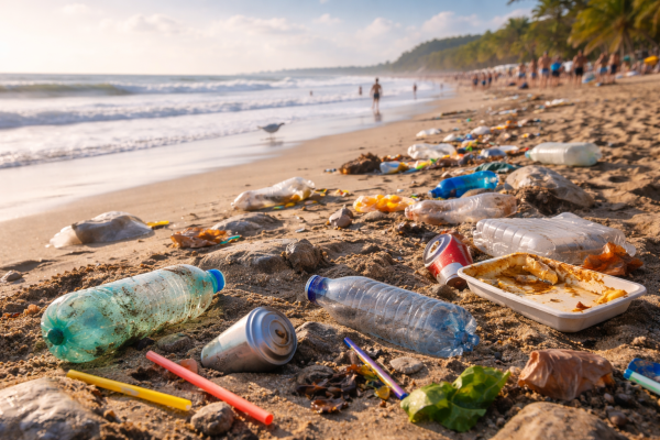 Lixo nas praias ameaça saúde dos banhistas e aumenta alertas de áreas impróprias